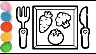 How To Draw a Vegetables Plate 🍽️ Drawing | Vegetables Drawing for Kids | Carrot, Tomoto & Broccoli