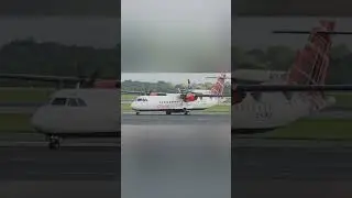 A beautiful little Loganair ATR taxing past after landing at Manchester #shorts #explore #loganair