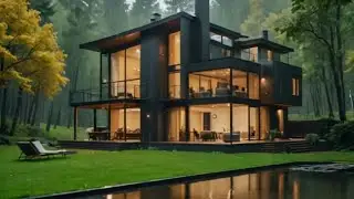 Sons da Natureza: Chuva sem trov&otilde;es na Floresta e Casa Moderna para Dormir , relaxar e ,meditar
