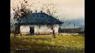 How to paint village in watercolor painting demo by javid tabatabaei
