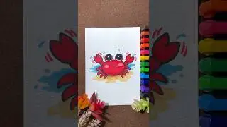 Relaxing Crab Drawing with Art Markers 🦀 | ASMR Coloring Sounds + Music #shorts