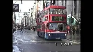 London Buses 2001-Marble Arch+Oxford Street With Metros, Titans, Olympians, a DMS & Routemaster