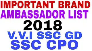LIST OF IMPORTANT BRAND AMBASSADOR 2018  V.V.I FOR SSC GD AND SSC CPO CGL