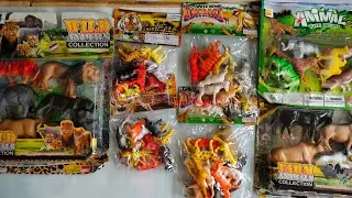 Unboxing Mainan Binatang Singa, Kuda, Jerapah, Badak, Harimau, Singa, Zebra, Lembu, Banteng, Sapi