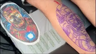 Iron Man / Dr. Doom - Calf Tattoo