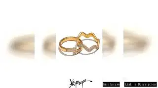 Yhpup Thin Stainless Steel Cubic Zirconia Chic Golden Ring 18K PVD Plated Rust Proof Delicate Zircon