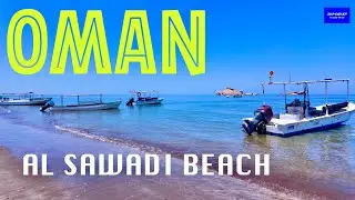 4K OMAN 🇴🇲 AL SAWADI BEACH-surprising mountain inside the sea😱