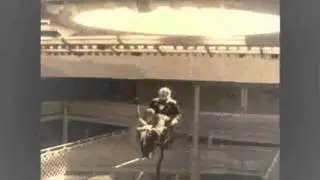 Josh rides the high wire bicycle at the Benjamin Franklin Museum in Philadelphia
