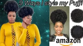 AISI QUEENS Afro Puff Drawstring Ponytail Black Kinky Curly Hair Bun Synthetic Hairpieces
