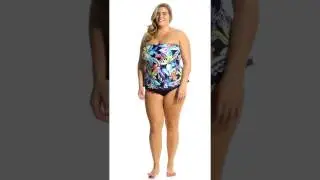 Maxine Plus Size Jungle Tropic Ruffled Tankini Top | SwimOutlet.com