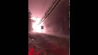 Insanely Unnerving Crackling Sparking Snowstorm Power-Line Fire