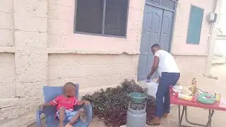 Young African mum cooking delicious meal outdoor. Mashed potatoes with spaghetti @Oneafricatv-cx9kr 
