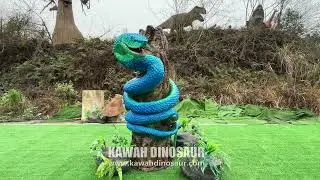 Realistic Snake Wrapped Around A Simulated Tree Statue Customized Animatronic Animals Kawah Factory