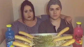Mukbang - Creamy Chicken Alfredo w/ Asparagus & Breadsticks