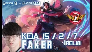 SKT T1 Faker IRELIA vs RYZE Mid - Patch 8.9 KR Ranked