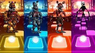 Fredbear vs Bonnie vs Foxy vs The Marionette | Nightmare | FNaF | Tiles Hop EDM Rush