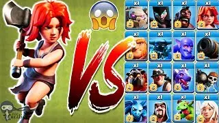Max Valkyrie vs All troops Clash of Clans Gameplay | Max Valk vs Every single troop COC