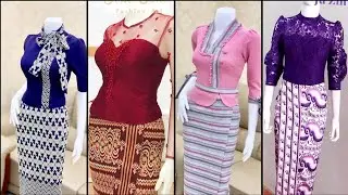 Modern Burmese wear, Stylish Myanmar traditional dresses ideas and Burma fashionable dresses part 1