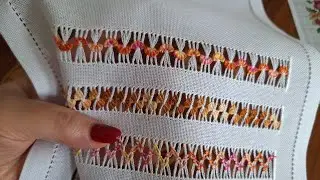 Hand embroidery 🪡  : 2 beautiful hemstitch design , tarkashi technique tutorial 👌