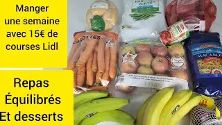A 15€! Retour de course Lidl petit budget/ Manger équilibré à 15€par semaine Repas et desserts promo
