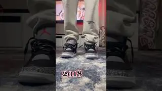 Black Cement 3 - 2018 vs 2024 #sneakers #fyp #jordan3 #blackcement #explore #jordanshoes