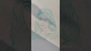 Tried to make a free hand portrait 💚💫 #portrait #portraitdrawing #portraitart #shortsvidio #freehand