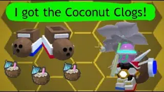 I got the Coconut Clogs in ROBLOX Bee Swarm Simulator!