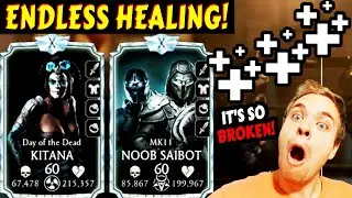 MK MOBILE. Maxed MK11 Noob Saibot + Day of the Dead Kitana = UNLIMITED HEALING! Super OP Strategy.