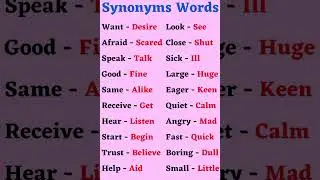 Synonyms Words #englishgrammar #synonymswords #shorts