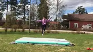 Top air track gymnastics cheap gray surface mint green side inflatable tumble track zone