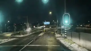 A snowy night drive from Groningen