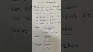 About civil engineering ||Calculate cement,sand, aggregate in 1cubic metre of M25 Grade concrete