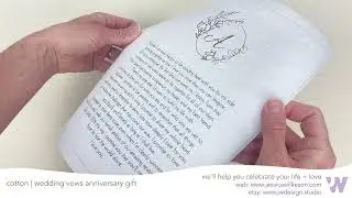 cotton anniversary gift - wedding vows on 100% cotton canvas - JW Design Studio