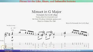 Minuet in G Major (Fernando Sor) for Classical Guitar with Tab