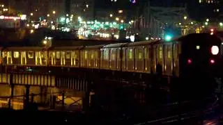IRT (1) train enter 207th St Yard and at 207th Street Station [HD at Night]