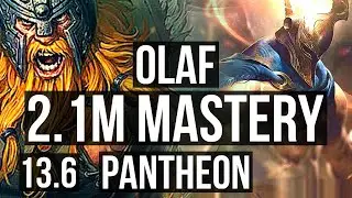 OLAF vs PANTHEON (TOP) | 5/1/8, 2.1M mastery, 900+ games | KR Challenger | 13.6