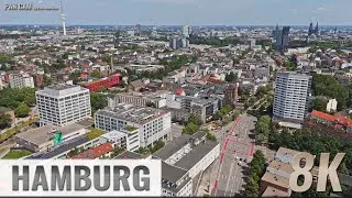 Hamburg: Altona, St. Pauli - Königstraße, Reeperbahn, City Skyline - 4K/8K Luftpanorama - 0532