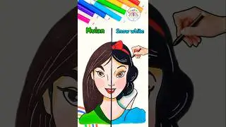 Draw Disney Princess | Drawing of Cute Mulan and Snow White 🌈👸🏻 #disney #drawing #shorts #mulan