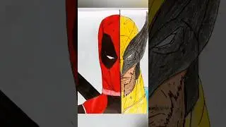 Drawing Deathpool and Wolverine ( using pencils color and brush pen)☠️☠️💀 #art #drawing