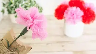 本物そっくり！紙で作る母の日のカーネーション 茎付き DIY How to Make a Paper Carnation