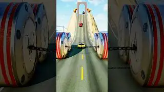 😱💥 Car & School Bus vs Hydraulic Crush | BeamNG.drive #shorts #beamngdrive #bus