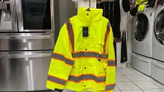 TICONN Reflective Rain Jacket Safety Jacket, Waterproof Hi Vis Rain Coat, Class III High Visibility