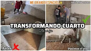 TRANSFORMANDO CUARTO..✅️/MEJORANDO ESPACIOS en mi HOGAR✔️/PUSIMOS PISO🙏GRAN CAMBIO🏡APLICANDO ESTUCO💯
