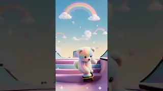 🐻✨ Happy Bear on Skates!  #aiasmr#Shorts#HappyBear #CuteBear  #BearOnSkates #CuteVibes #FunMoments