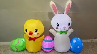 Gemmy 2022 6.5 foot wide easter bunny scene inflatable review.￼