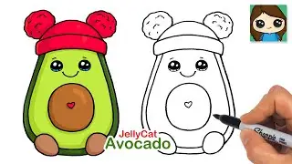 How to Draw an Avocado 🥑 JellyCat Winter Holiday Fruit
