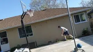 Basketball hoop in backyard