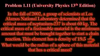 University Physics | Problem 1.11 | Find radius of Neptunium-237 60 kg sphere