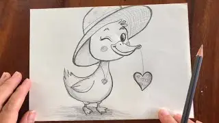 How to draw donald duck with ballpoint pencil. Simple and easy to learn.
