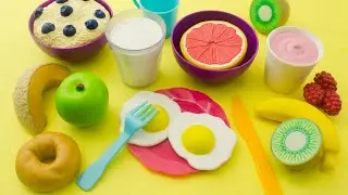 Learn names of breakfast food | Kitchen toy playset with toy dishwasher for toddles and preschoolers